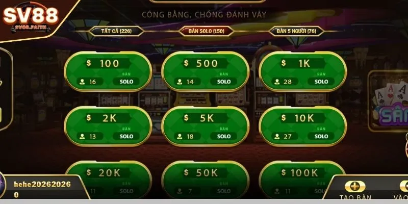 Cung cấp nhiều bàn chơi game bài