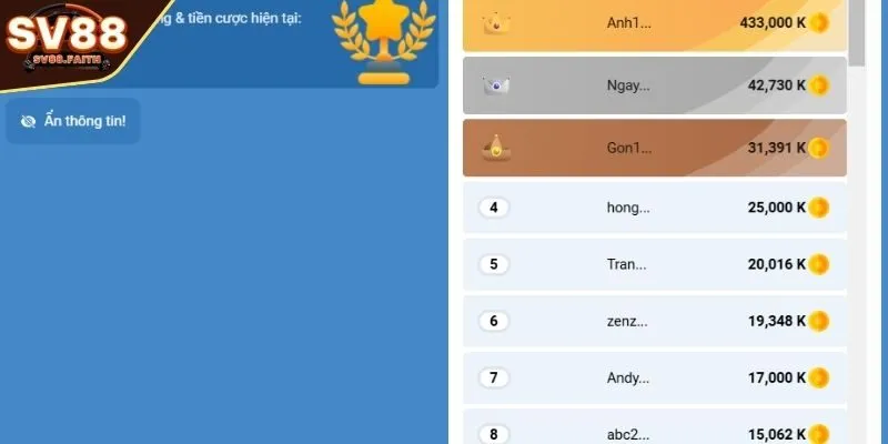 Vì sao bảng xếp hạng tại nhà cái SV88 lại hấp dẫn?